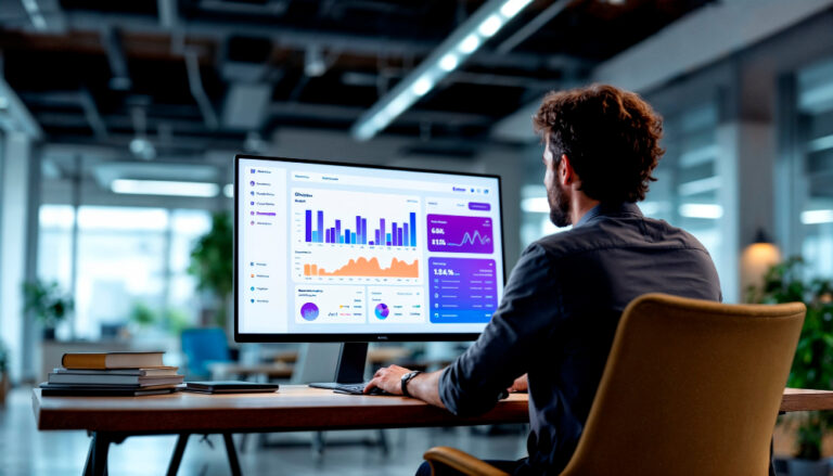 Analista de marketing digital revisando métricas de retorno de inversión publicitaria (ROI)